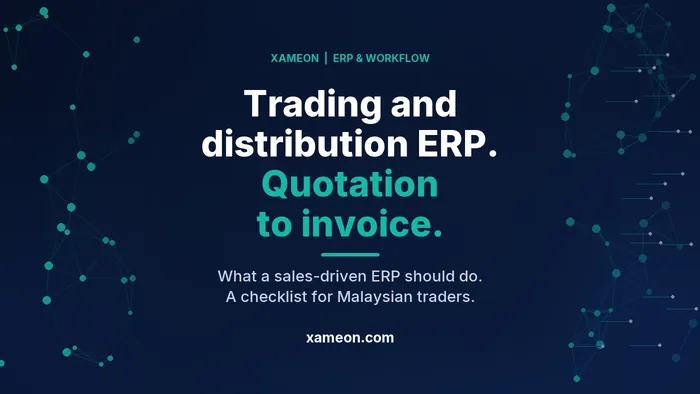 Text cover: Trading and distribution ERP in Malaysia, quotation to invoice.